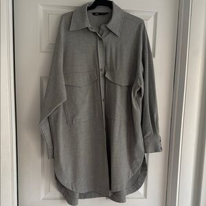 Zara Light Gray Shirt Jacket oversized